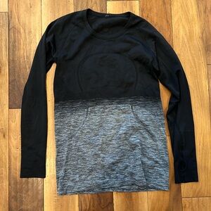 Run swiftly tech long sleeve lululemon black gray top size 10